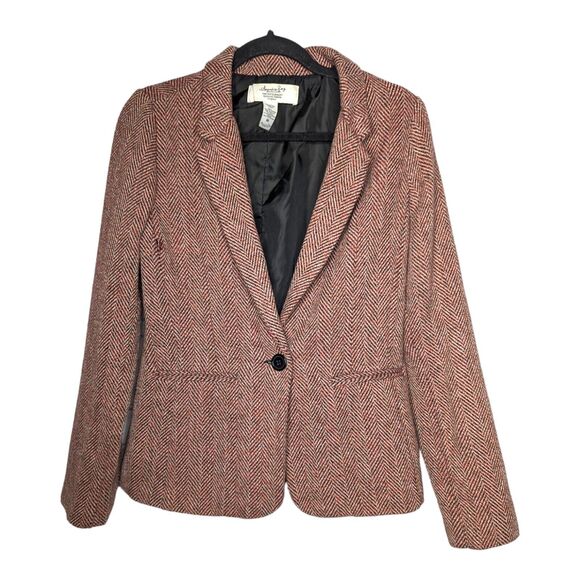 American Rag Womens Size Medium Red Tweed Suit Jacket Blazer One Button Closure - Picture 1 of 8